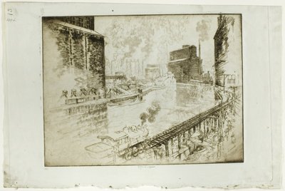 The Grain Elevators, Chicago af Joseph Pennell