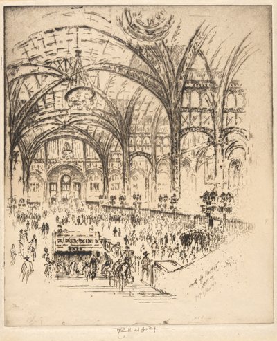 The Hall of Iron, Pennsylvania Station, New York af Joseph Pennell