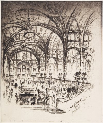 The Hall of Iron, Pennsylvania Station, New York, 1919 af Joseph Pennell