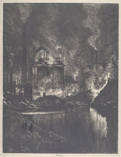 Ildsøen, Charleroi, 1911. af Joseph Pennell