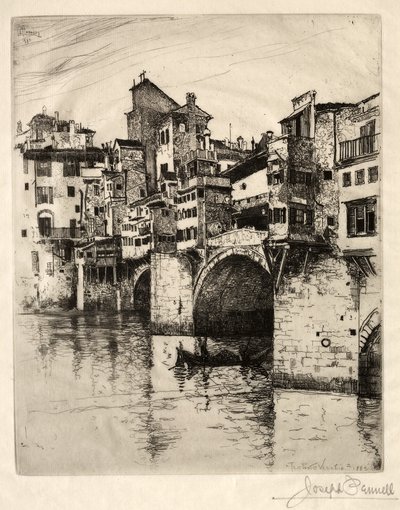 Ponte Vecchio, 1883. af Joseph Pennell