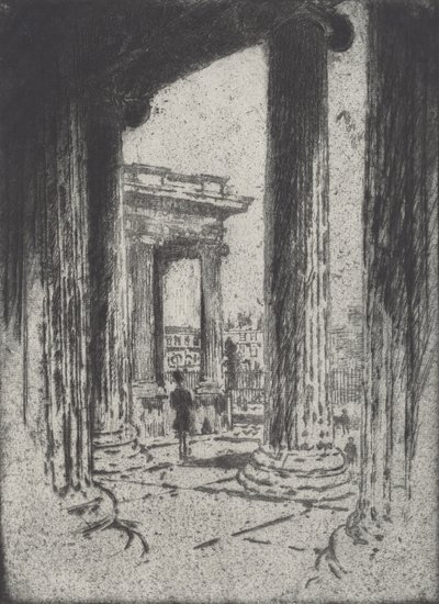 Portico, British Museum, 1905. af Joseph Pennell