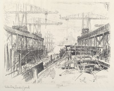 Søherrens værft, ca. 1912. af Joseph Pennell