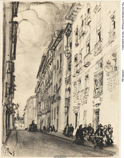 Cervantes-gaden og Lope de Vega, Madrid af Joseph Pennell
