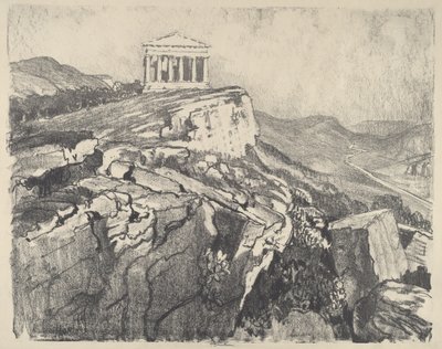 Concordia-templet på muren, Girgenti af Joseph Pennell