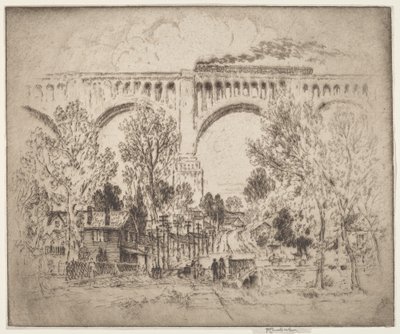 The Viaduct, D., L. & W. i Nicholson, Pa. af Joseph Pennell