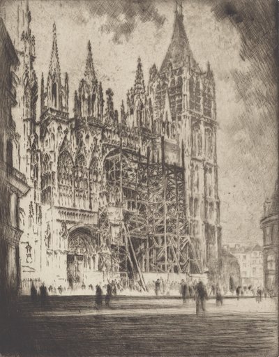 Vestfronten, Rouen-katedralen, 1907. af Joseph Pennell