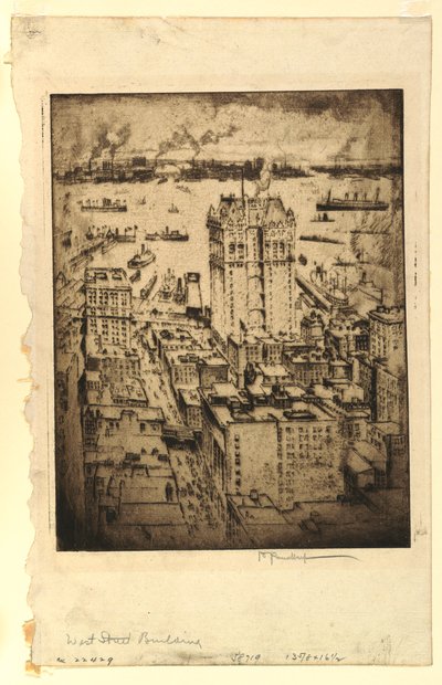 West Street Building fra Singer Building af Joseph Pennell