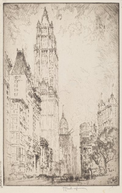 Woolworth-bygningen, 1915. af Joseph Pennell