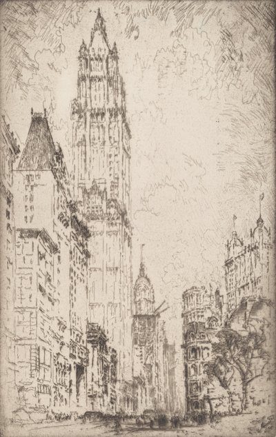 Woolworth-bygningen, 1915. af Joseph Pennell