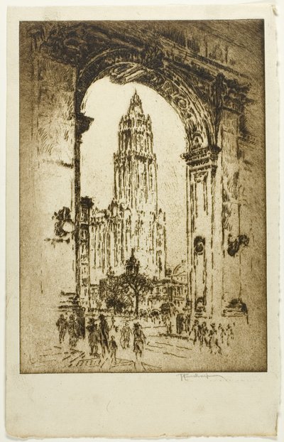 Woolworth gennem buen af Joseph Pennell