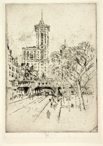 Times Building og 42nd Street af Joseph Pennell