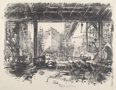 Under Skuret, 1917. af Joseph Pennell