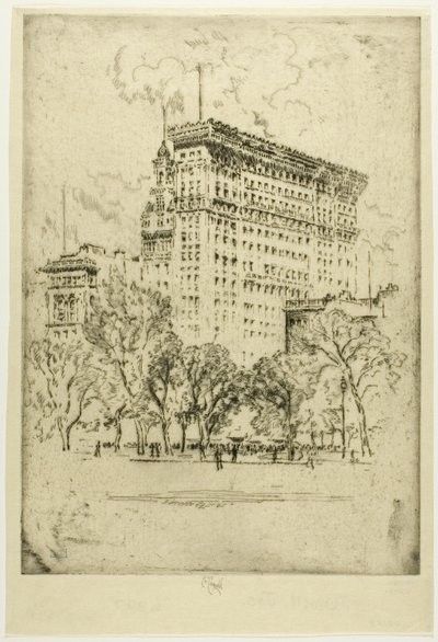 Union Square og Bank of Metropolis af Joseph Pennell