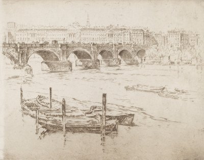 Waterloo Bridge og Somerset House, 1905. af Joseph Pennell