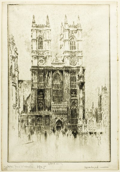 Vestfronten, Westminster Abbey af Joseph Pennell