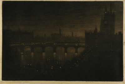 Westminster om natten - fra mit ateliervindue af Joseph Pennell