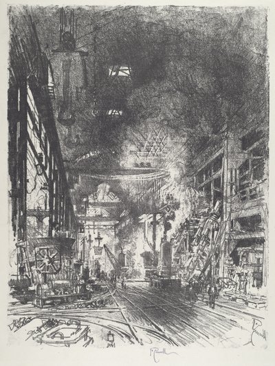 Inden for ovnene, 1916. af Joseph Pennell