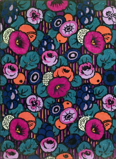 Design til et trykt tekstil af Joseph Percy Bilbie (1879-1949), ca. 1920 (kropsfarve) af Joseph Percy Bilbie