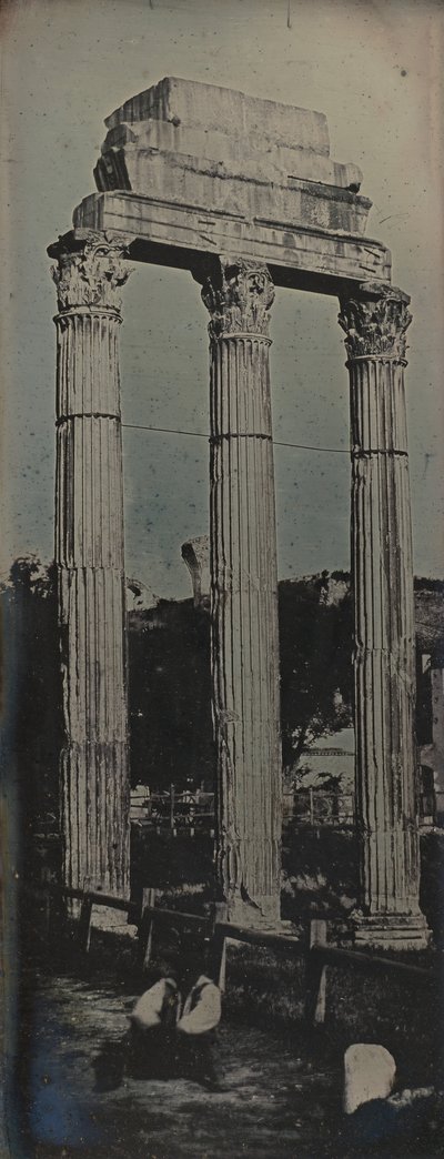 Nordvestfacade, Castor og Pollux-templet, Rom, 1842. af Joseph Philibert Girault De Prangey
