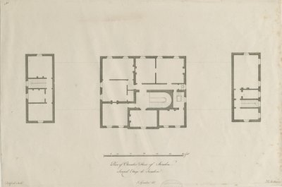 Sandon Hall - Plan over kammergulvet: gravering, nd [1769-1771] (tryk) af Joseph Pickford