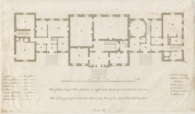 Sandon Hall - Plan over hovedetagen: gravering, nd [1769-1771] (tryk) af Joseph Pickford