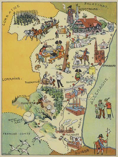 Alsace (farvelitografi) af Joseph Porphyre Pinchon