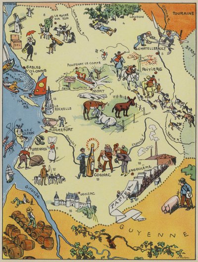 Aunis Et Saintonge-Angoumois-Poitou (farvelitografi) af Joseph Porphyre Pinchon