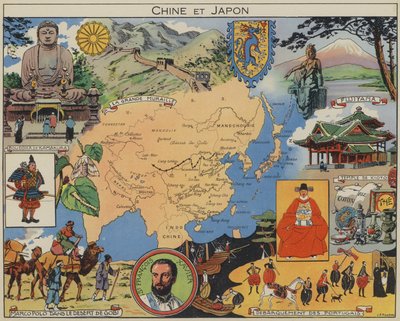 Kina og Japan (farvelitografi) af Joseph Porphyre Pinchon
