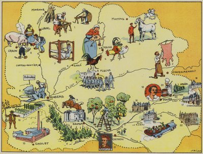 Maine-Anjou-Touraine (farvelitografi) af Joseph Porphyre Pinchon