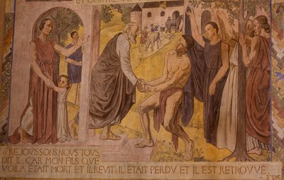 Den fortabte søn. Fresco i katedralen i Nanterre af Joseph Radan