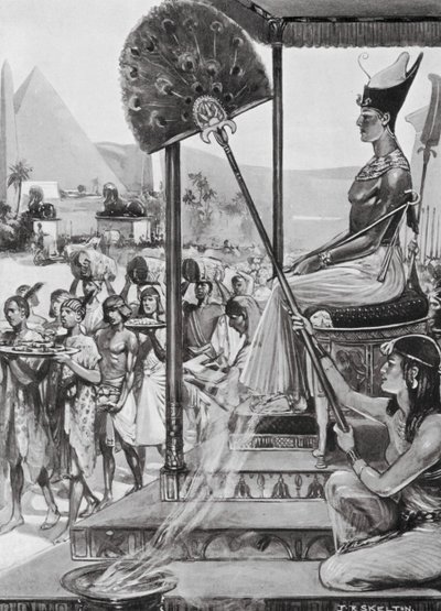 Bringer hyldest til Ramses II, XIX. dynasti (litografi) af Joseph Ratcliffe (after) Skelton