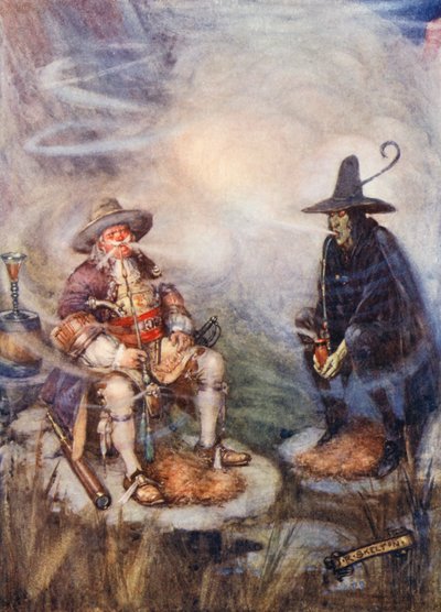 Hvordan Taffelbjerget fik sin sky (farvelitografi) af Joseph Ratcliffe (after) Skelton