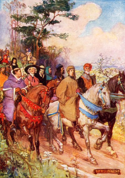 Chaucers pilgrimme, ledet af ham selv af Joseph Ratcliffe Skelton