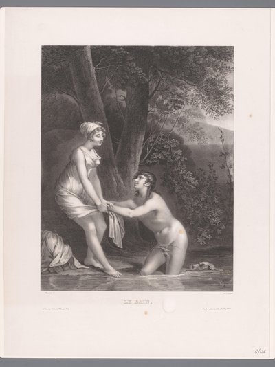 Daphnis og Chloe bader Le Bain (titel på objekt) af Joseph Rose Lemercier