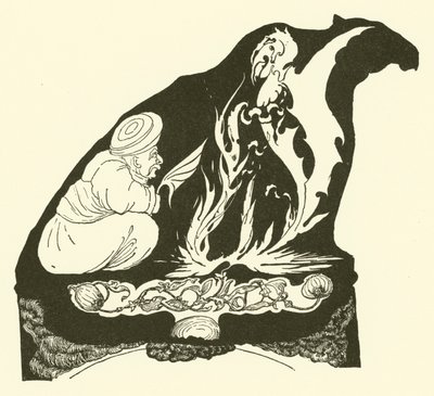 Djinnen startede magien, der bragte humpen til kamelen (gravering) af Joseph Rudyard (after) Kipling