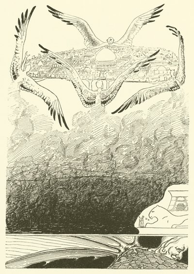 De fire mågevingede djinner (gravering) af Joseph Rudyard (after) Kipling
