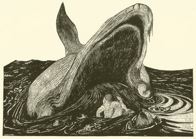 Hvalen, der sluger sømanden (gravering) af Joseph Rudyard (after) Kipling