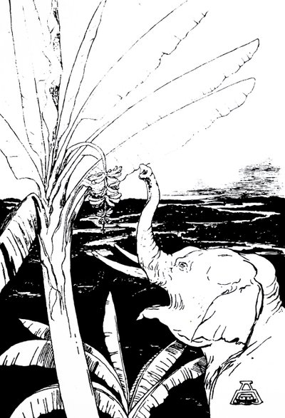 illustration af en elefant af Kipling (gravering) af Joseph Rudyard Kipling