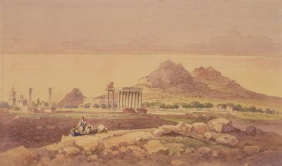Den Olympiske Zeus tempel, Athen (wc på papir) af Joseph Schranz