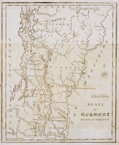 Kort over staten Vermont af Joseph Scott
