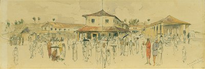 Fiskemarked i Point de Galle på Ceylon (Sri Lanka) af Joseph Selleny