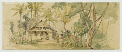 Roankiddi-høvdingens hus på Puinipet (Ponape) Island, Caroline Islands af Joseph Selleny