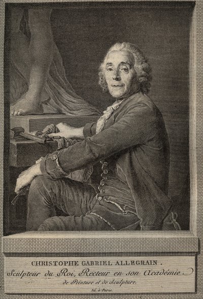 Portræt af Christophe-Gabriel (Christophe Gabriel) Allegrain (1710-1795) fransk billedhugger - gravering efter maleriet af Joseph-Siffrein Duplessis af Joseph Siffred (after) Duplessis
