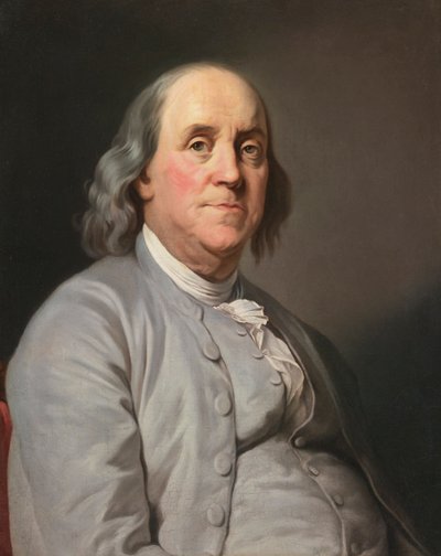 Portræt af Benjamin Franklin, af Duplessis, Joseph-Siffred (1725-1802). Olie på lærred, ca. 1780. Mål : 73x59 cm. Privat samling af Joseph Siffred Duplessis