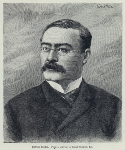 Rudyard Kipling (litho) af Joseph Simpson
