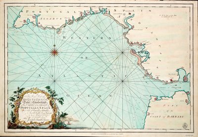 Kort over Portugals og Spaniens kyst, fra Cape St Vincent