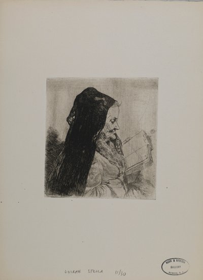Uden titel - gammel kvinde, der læser af Joseph Stella