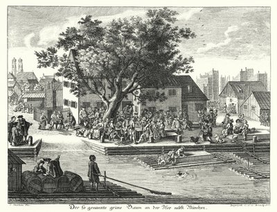 Kroen Gruene Baum (Green Tree) nær München (gravering) af Joseph Stephan