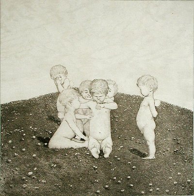 Keruber, der leger på en eng (gravering) af Joseph Uhl